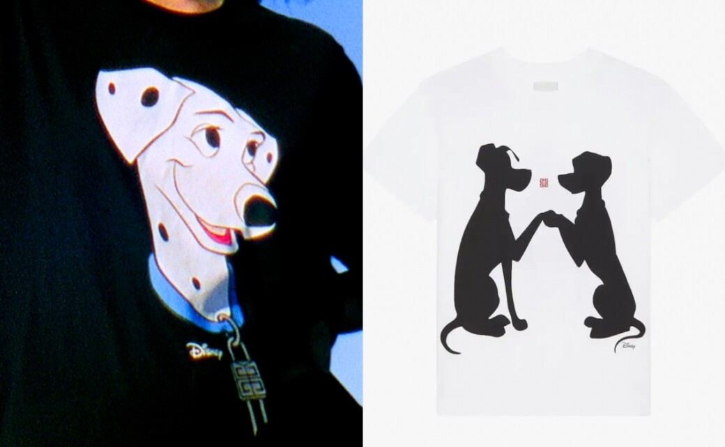 主角Pongo 和 Perdita 則以剪影於T恤上現身，也有彩色版本將項圈加入 Givenchy G-Lock。