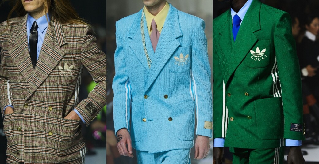 Gucci x Adidas重點：大玩不同布料西裝外套