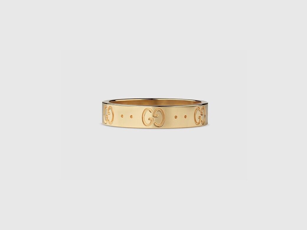 經典GG Logo設計的戒指，由18K黃金製成，是耐看百搭的款式。