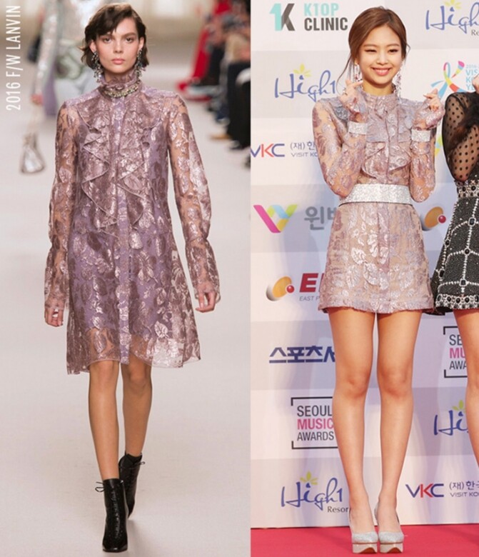 以透視質料來展示夏天清涼感的Lanvin 2016秋冬系列連身裙，連同模特兒佩戴