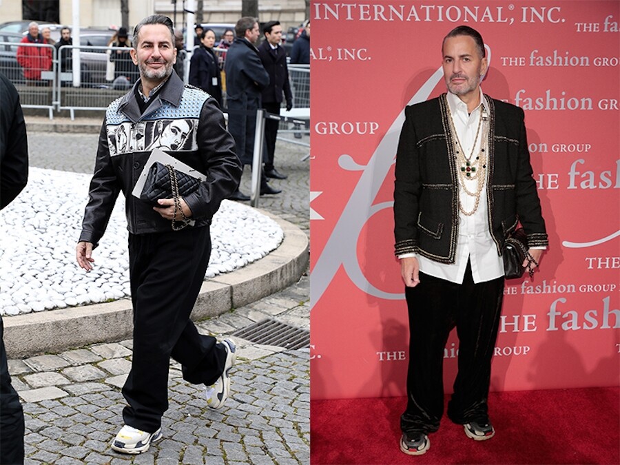 這一年的Marc Jacobs變得「姿整」了不少，他最愛挽起一個Chanel袋、戴上珍殊頸鏈、耳環