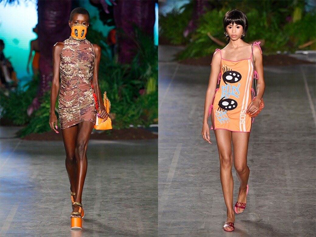意大利品牌GCDS在2020春夏季上，有模特兒戴上橙色口罩行上天橋。GCDS多呈現