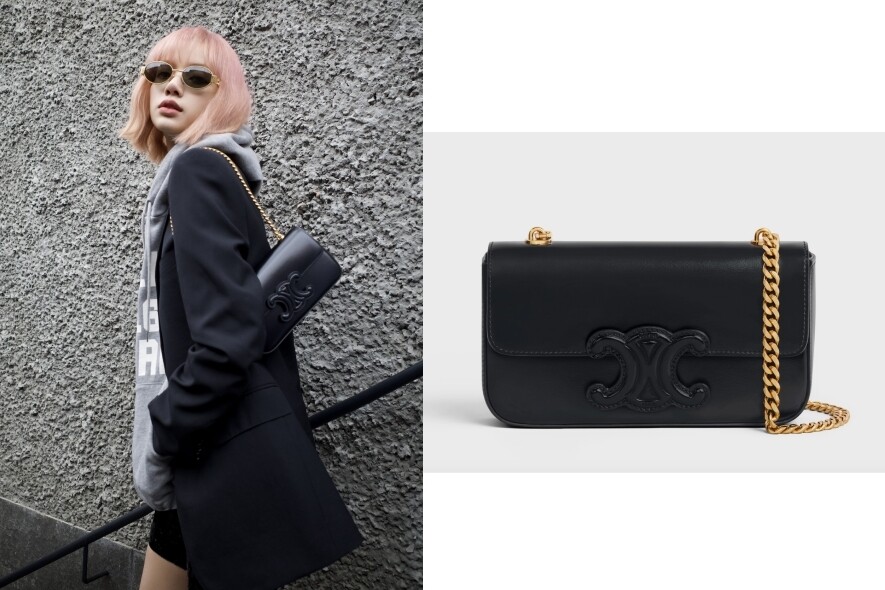 Celine今季推出一系列Chain Shoulder Bag，當中全新的Chain Shoulder Bag Cuir Triomphe以金色鏈條配上設計