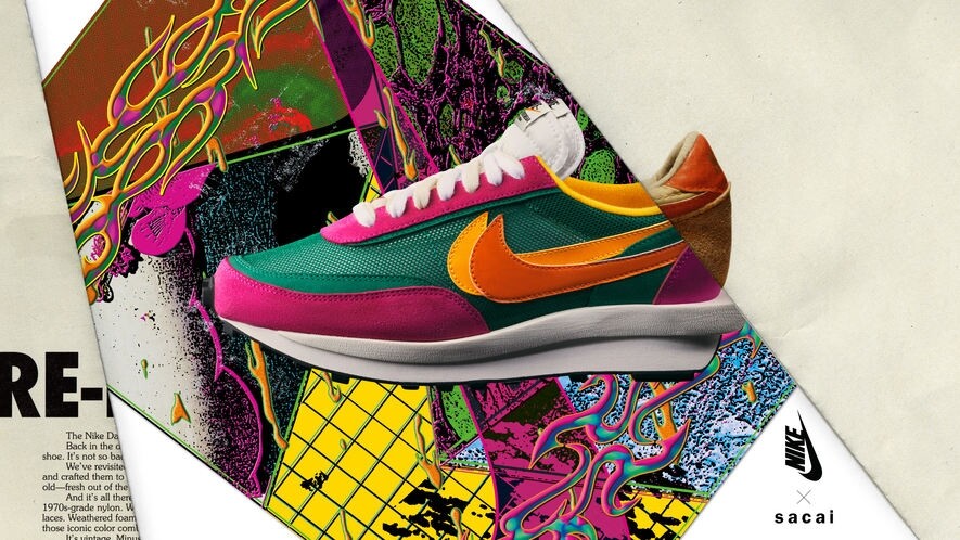 Sacai x Nike LDWaffle波鞋（紫x綠x橙配色）