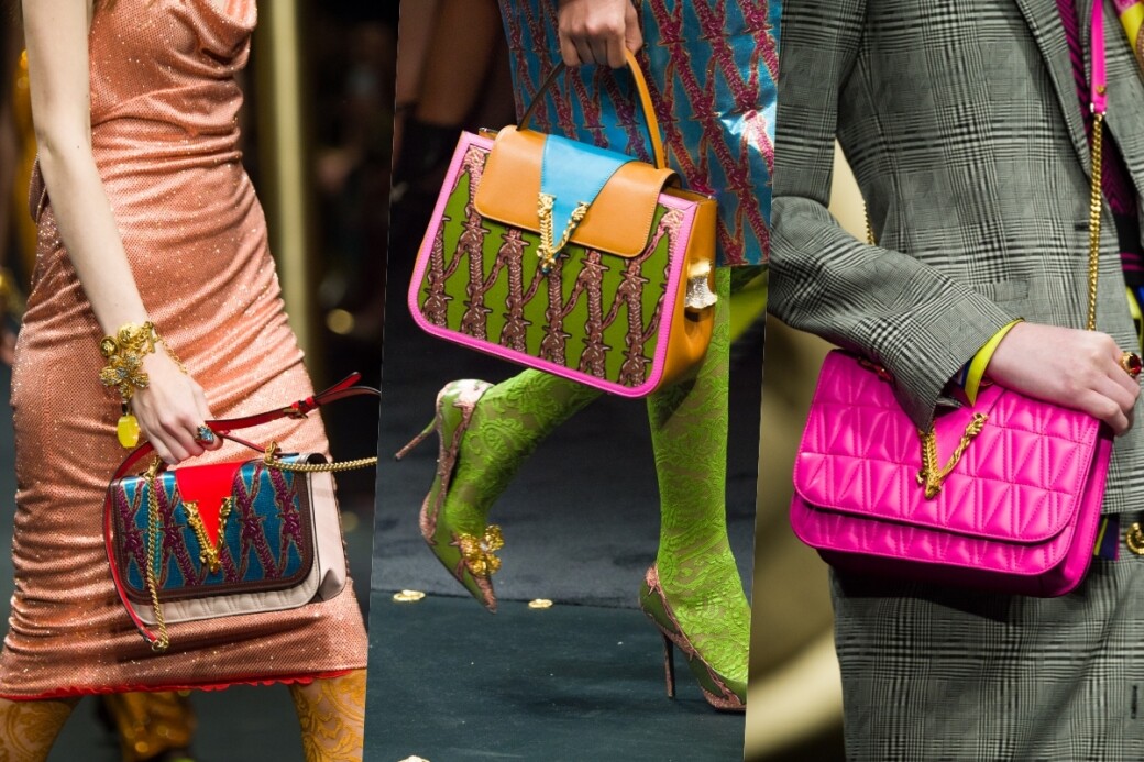 除了不同款式外，袋款備有豐富的色彩選擇，鮮豔如藍綠、紫粉紅、珊瑚紅等