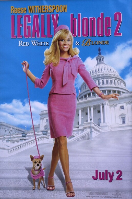 年份：2003年電影：《Legally Blonde 2: Red, White & Blonde》導演：Charles Herman-Wurmfeld戲服造型：Reese Witherspoon的粉紅色套裝幾