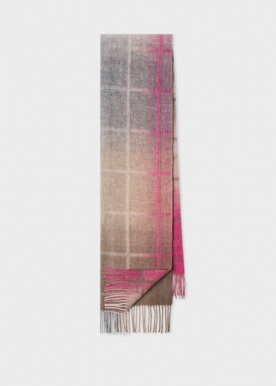 Paul smith 粉紅灰漸變格紋圍巾HK$ 973圍巾由全羊毛製作，而且漸變的圍巾設計