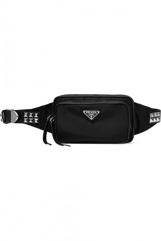 Prada studded leather-trimmed belt bag