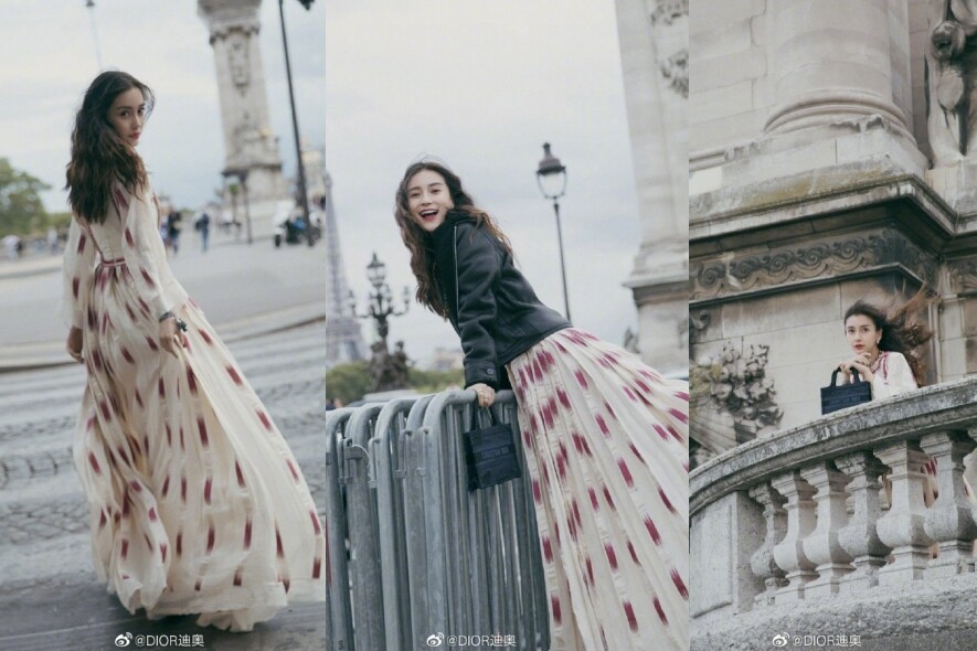 Dior中國區品牌大使Angelababy再度前赴巴黎出席時裝周，不忘於街頭留影。