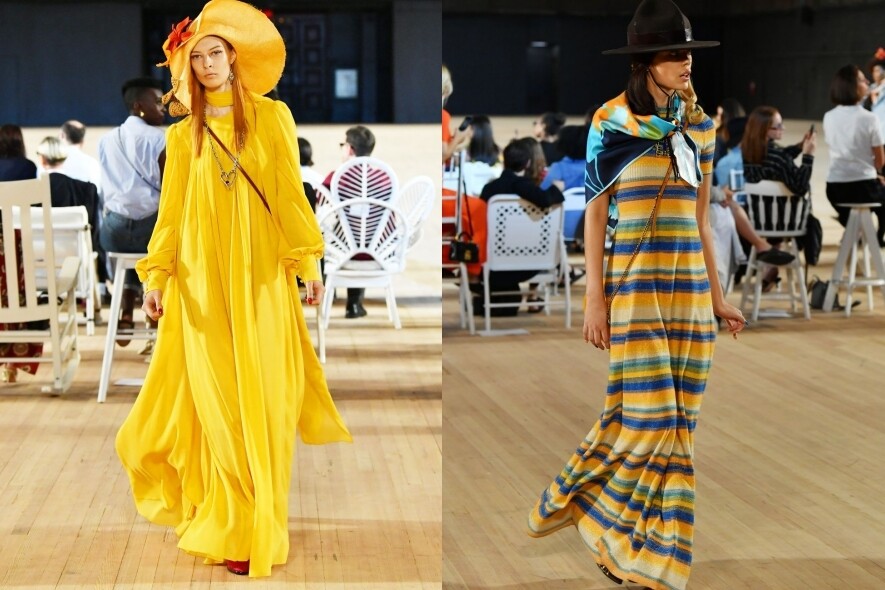 在配飾方面，設計師Marc Jacobs亦配合得天衣無縫，不同形態的闊邊帽與印花絲