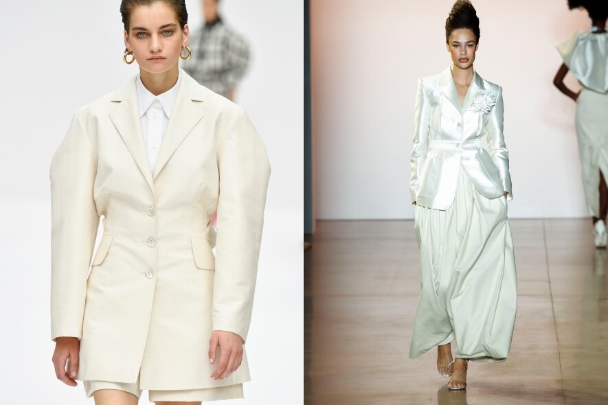 全白西裝套裝 White Suiting全白西裝講求於特別的剪裁、衣服的輪廓和材質，Carolina Herrera