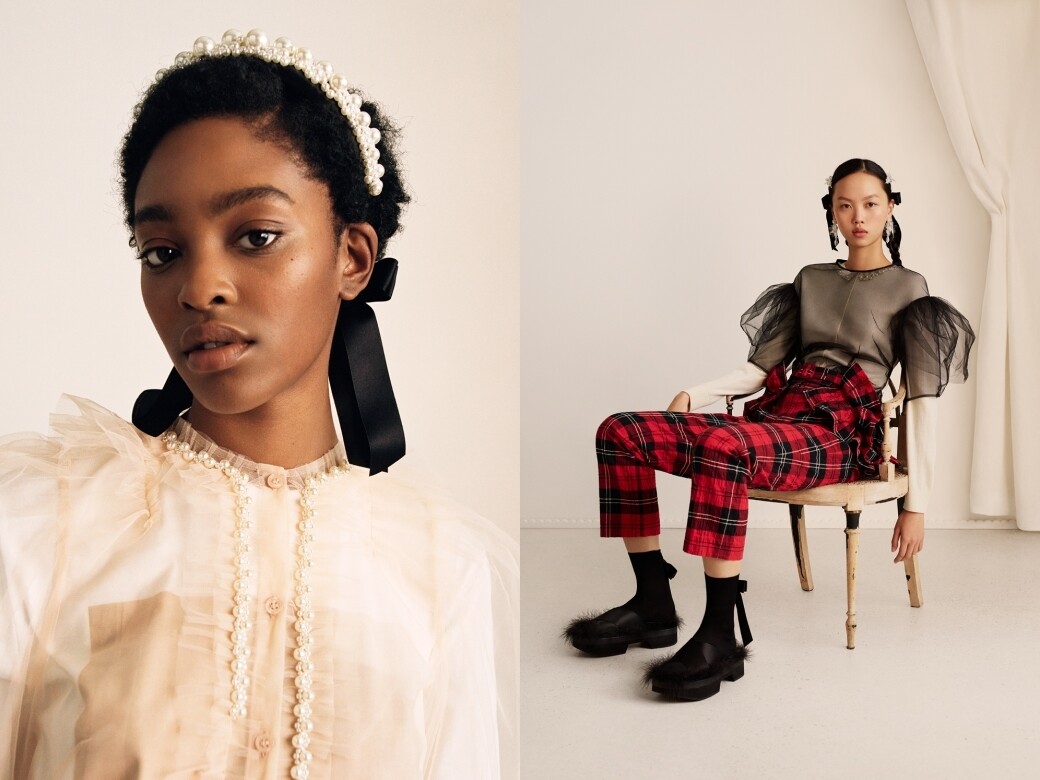 Simone Rocha x H&M左：珍珠頭箍 $499右：粉色花弁洋裝 $1,290