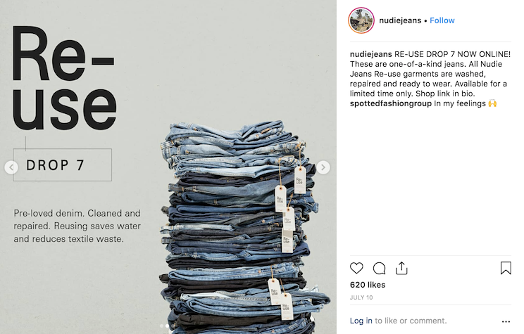 Nudie Jeans更推出Re-Use牛仔系列，收集大家的牛仔褲再重新改造，設計出富設計