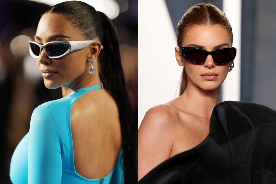 由Balencaiaga一手力捧的未來戰士風太陽眼鏡，把Y2K風格進行副底，Kim Kardashian和Kendall