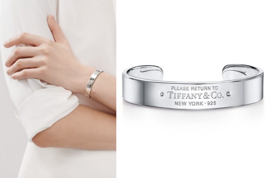Return to Tiffany™ 手鐲靈感感源自1969年問世的經典鑰匙圈。這款富有現代感的手鐲