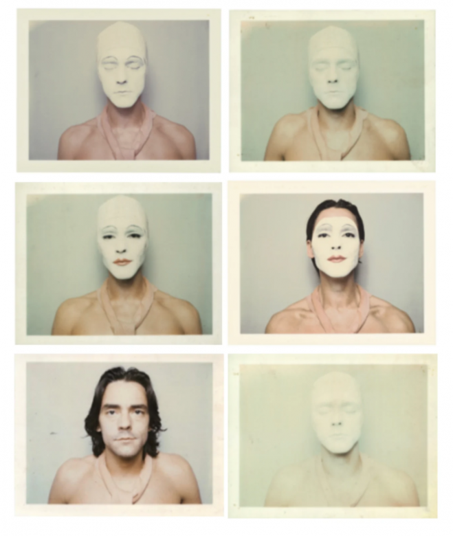 面世於1973年的《White mask》同樣精彩，Ulay將自己的臉部用白色顏料覆蓋，而照片中
