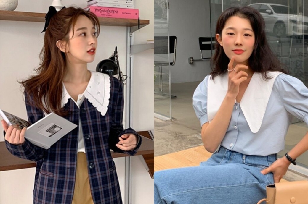 韓國女生都在穿復古花邊領恤衫！甜甜的V字領恤衫有意想不到的小顏功效