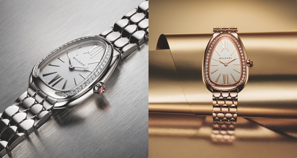 SERPENTI SEDUTTORI玫瑰金及白金鑲鑽腕錶兩款錶殼分別鑲嵌38顆圓形明亮式切割鑽