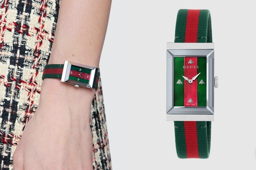 時裝品牌Gucci也有腕錶應市，不到萬元的石英錶絕對是粉絲必備，非常簽名