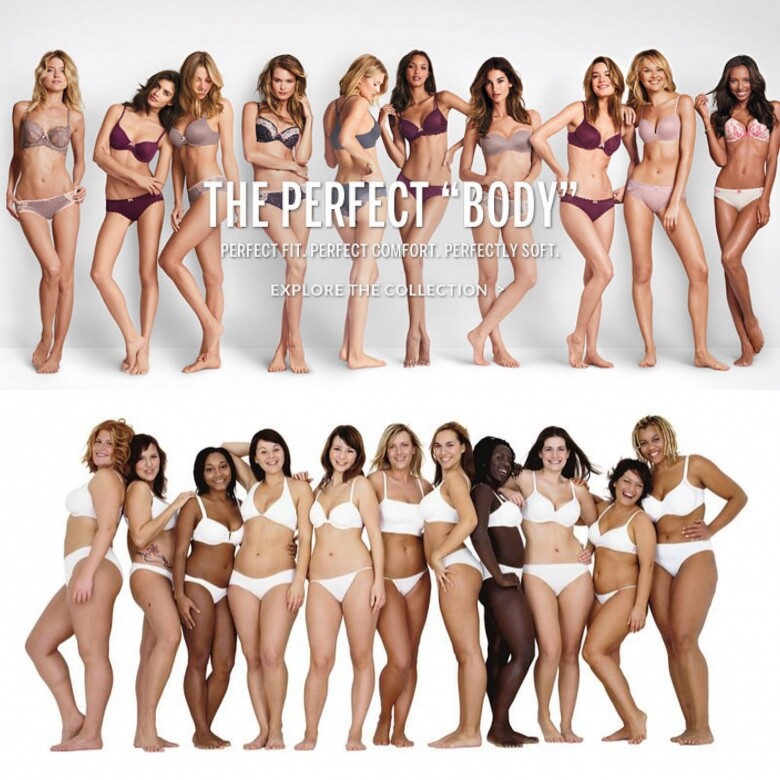2014年，內衣品牌Victoria’s Secret以「The Perfect Body」的口號宣傳產品，並找來一系列高挑苗條