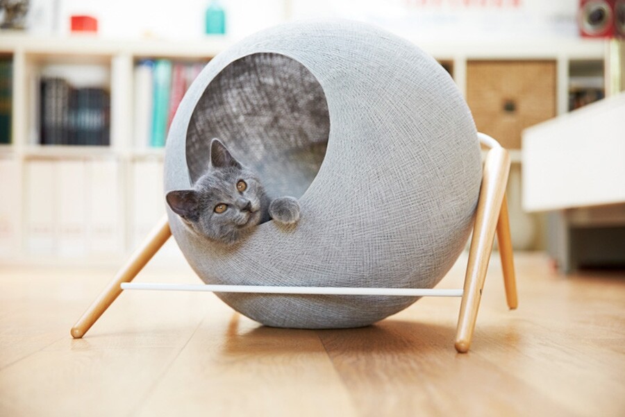 5. 最美的球狀貓床Meyou一系列貓床由實木，編織棉或100％羊毛氈製成，以耐用