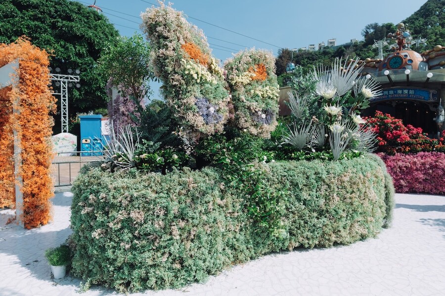 綠白花島以當造的玉堂春梔子花為主調，散發出幽幽的清新花香，帶領訪