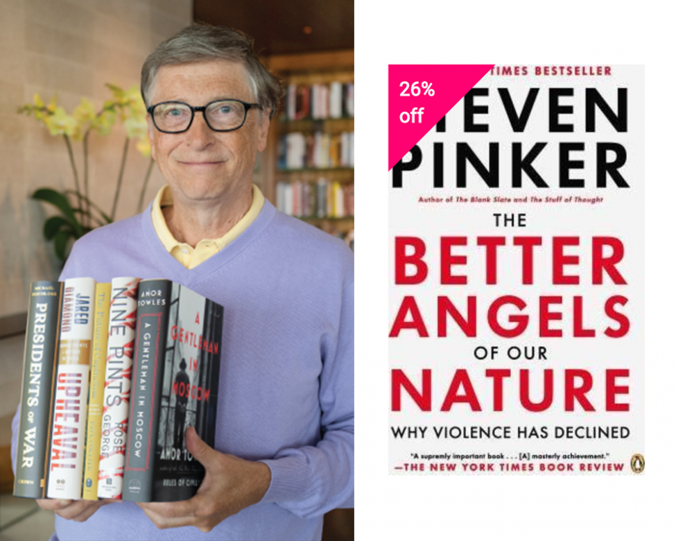 Bill Gates曾說過，如果他要給每個畢業生一段畢業致辭分享，他會叫他們閱讀“The Better Angels of Our Nature”，中文譯作《人性中的善良天使》。Mark Zuckerberg也說這書是他人生中讀過最重要的一本書。因為作者在這本書中打破了暴力的迷思，而在這些事上，人們總會看見善良的人性光輝，非常感動心靈。