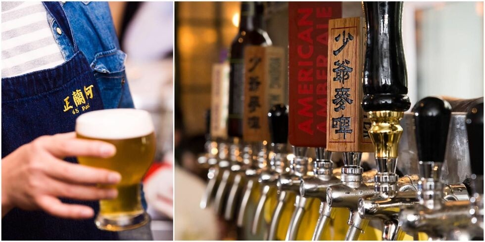 香港在地手工鮮釀啤酒何蘭正的開放式吧台供應著一系列香港本地新