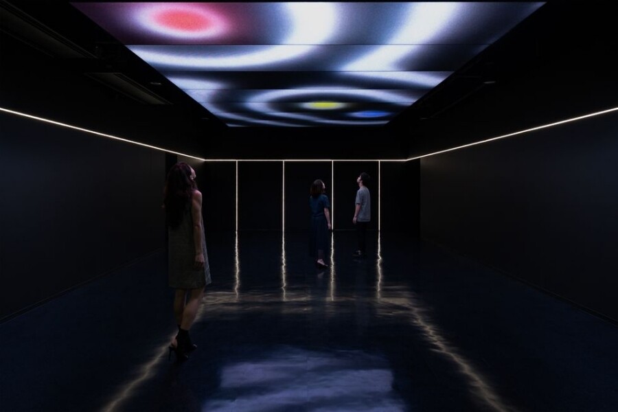 「SENSING HALL」區域，則是於天花板設置約30平方公尺的燈光設計，遊客可透過LED燈光進行互動式體驗。