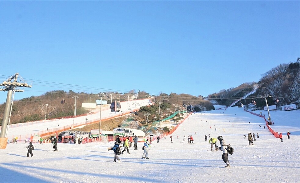 韓國的龍平渡假村，屬於世界級滑雪場的級別