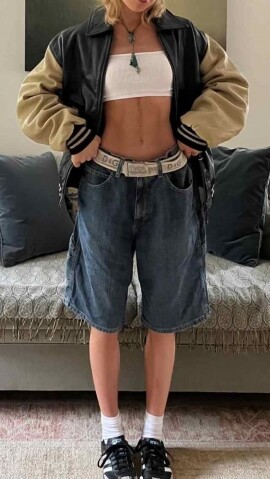 牛仔短褲Jorts穿搭牛仔五分褲！Y3K復古潮流的 Jorts