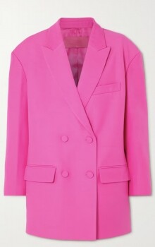 VALENTINO Oversized double-breasted wool and silk-blend crepe blazer