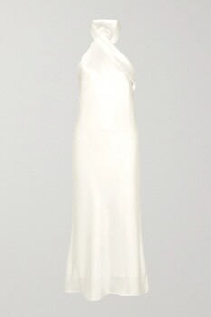 Galvan 白色緞面連身裙