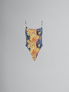 STRETCH JERSEY SWIMSUIT WITH GALACTIC PARADISE PRINT