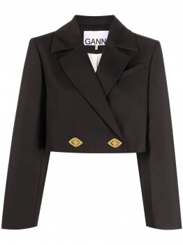GANNI double-breasted cropped jacket