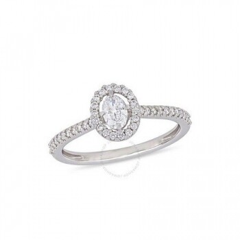 AMOUR Oval and Round Diamonds TW Engagement Ring