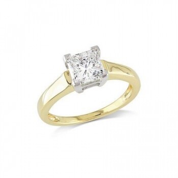DAZZLING ROCK 14K White & Princess Diamond Ladies Engagement Ring