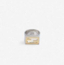 FENDI FF-embossed palladium-plated brass ring FENDI FF-embossed palladium-plated brass ring