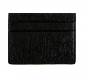 ERMETE Made By SILVANO BIAGINI Ostrich Leather Black Card Holder