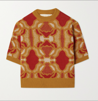 LUKHANYO MDINGI + The Vanguard cropped metallic jacquard-knit wool-blend sweater