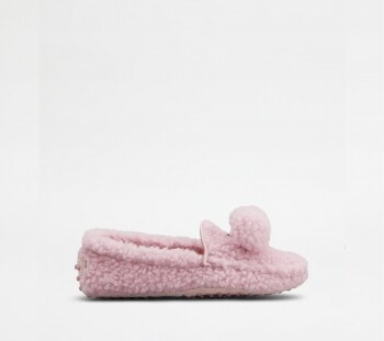 粉紅色羊毛豆豆鞋