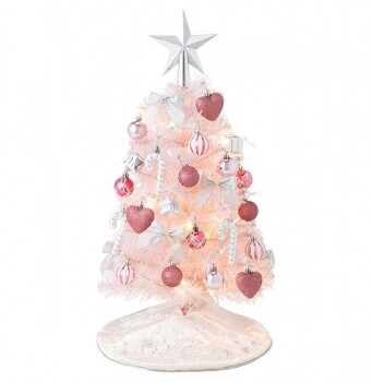 粉紅色聖誕樹連裝飾套裝 （*套裝包含：聖誕樹、燈泡、樹頂星星、精緻掛飾及樹裙毯子）