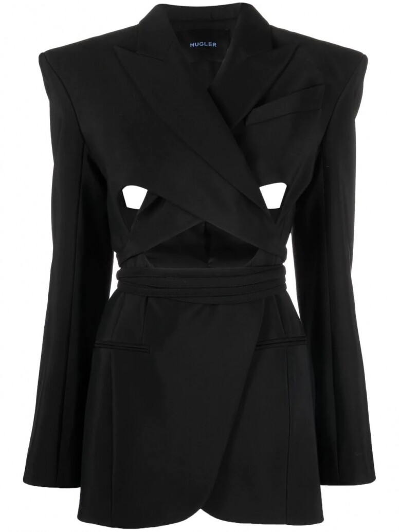 cut-out belted blazer
