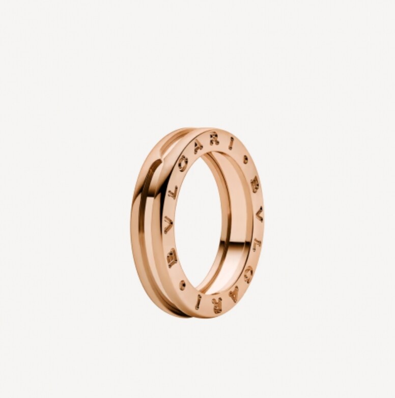 Bvlgari B.Zero 1 18kt Rose Gold and White Ring- Size 52