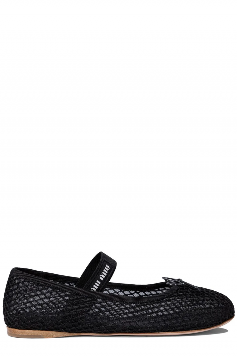 Round-Toe Mesh-Designed Ballet Flats