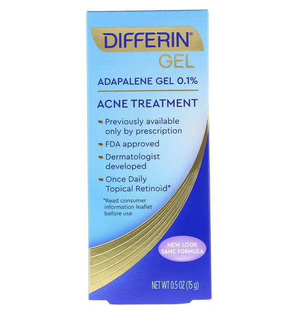 Differin, 阿達帕林凝膠0.1%，痘痘緩解，0.5盎司（15克）