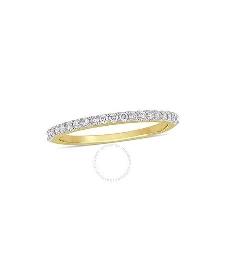 AMOUR 10k Yellow Gold 1/5 CT TDW Diamond Semi-Eternity Ring