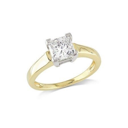 DAZZLING ROCK 14K White & Princess Diamond Ladies Engagement Ring