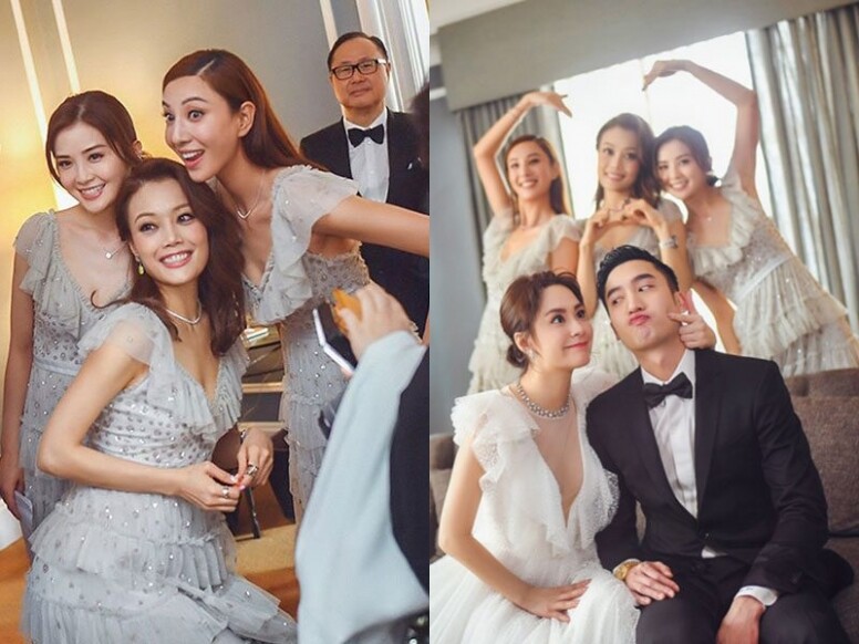 鍾欣潼結婚時，姊妹團的姊妹裙一樣是出自英國品牌Needle & Thread！