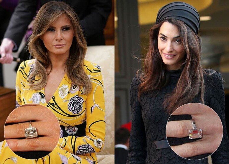 喬治克隆尼老婆Amal Clooney與特朗普老婆，梅拉尼婭的婚戒超像！兩人都挑選了